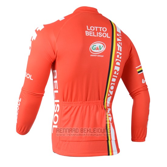 2014 Fahrradbekleidung Lotto Belisol Orange Trikot Langarm und Tragerhose - zum Schließen ins Bild klicken